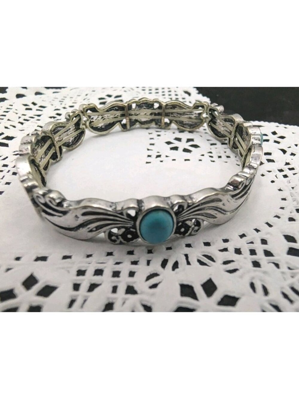 Y2K Bracelet Jewelry Stretch Adjustable Boho Metal Costume faux Turquoise